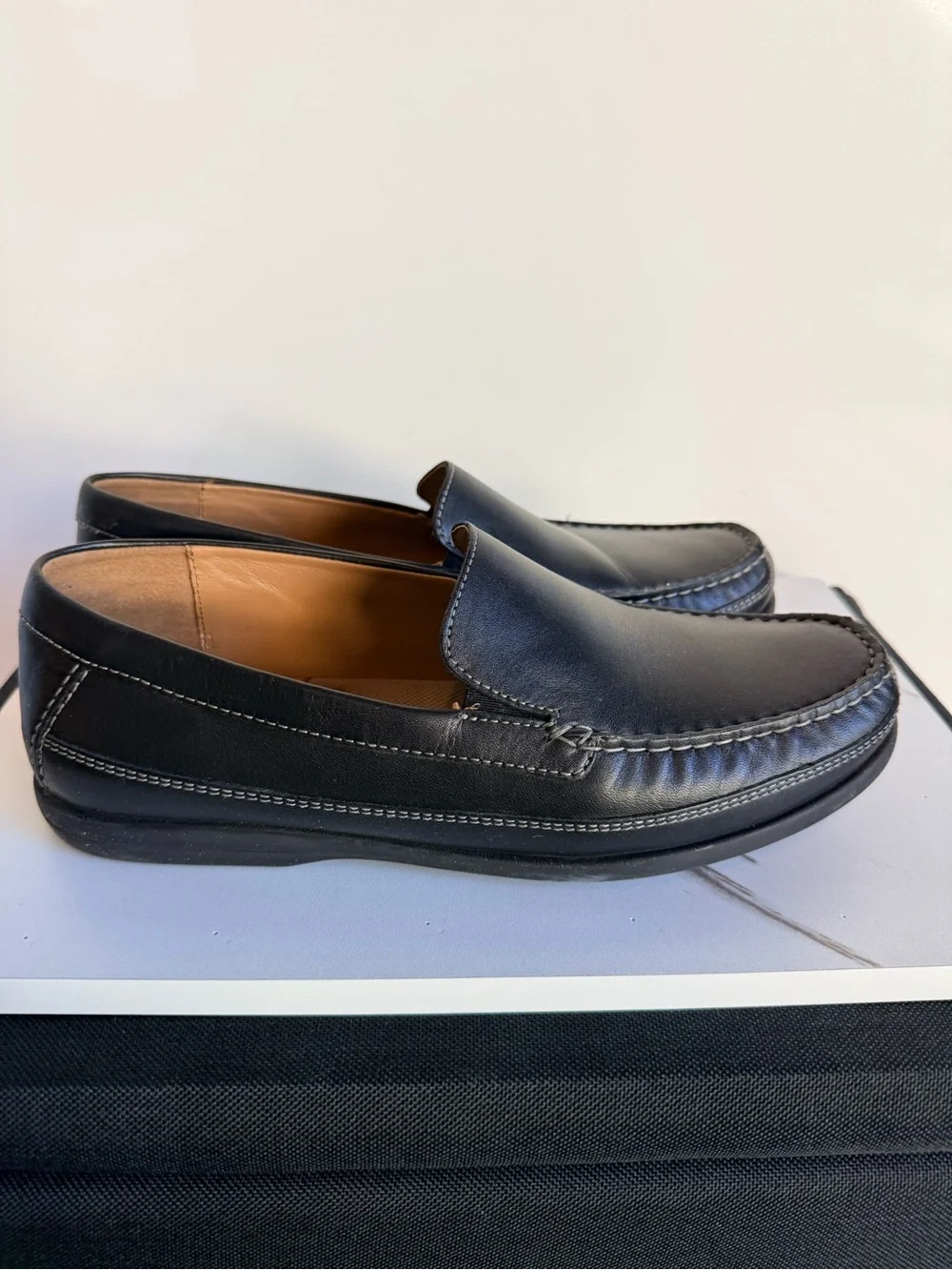 Johnston & Murphy Boy Leather Slip-On Moccasin Loafers